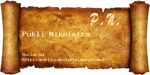 Pukli Nikoletta névjegykártya